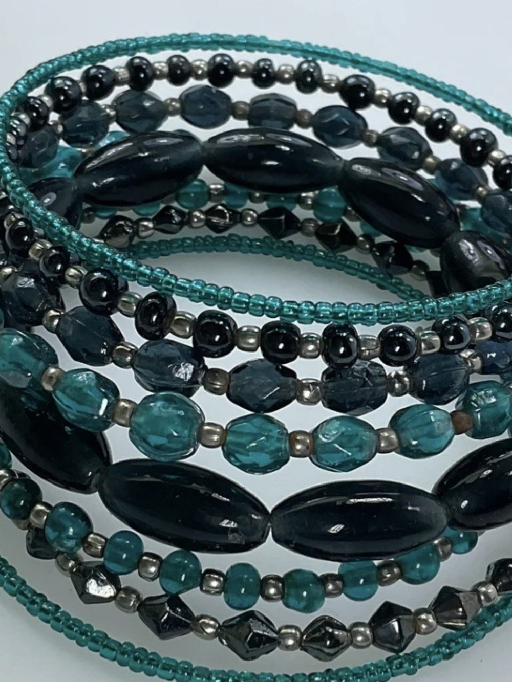 Teal & Black Beaded Wrap Bracelet - Women's Fashion Jewelry